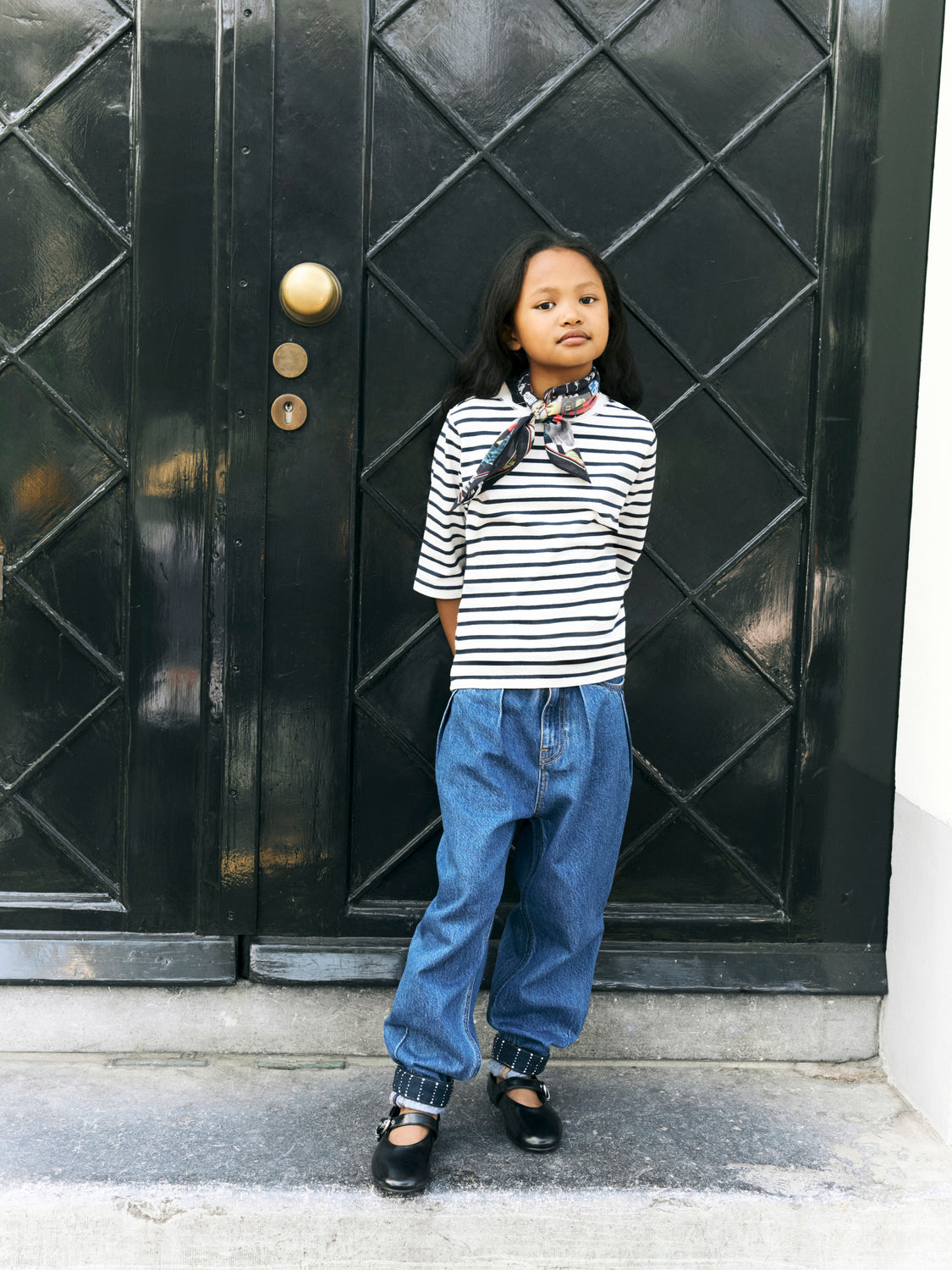 Kids - Denim washed breton t-shirt - Scotch & Soda AU