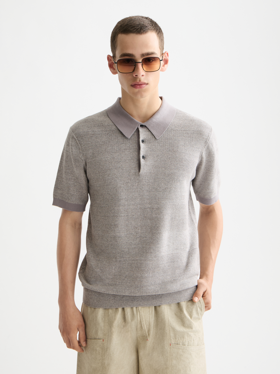 Knitted tonal striped polo - Scotch & Soda AU