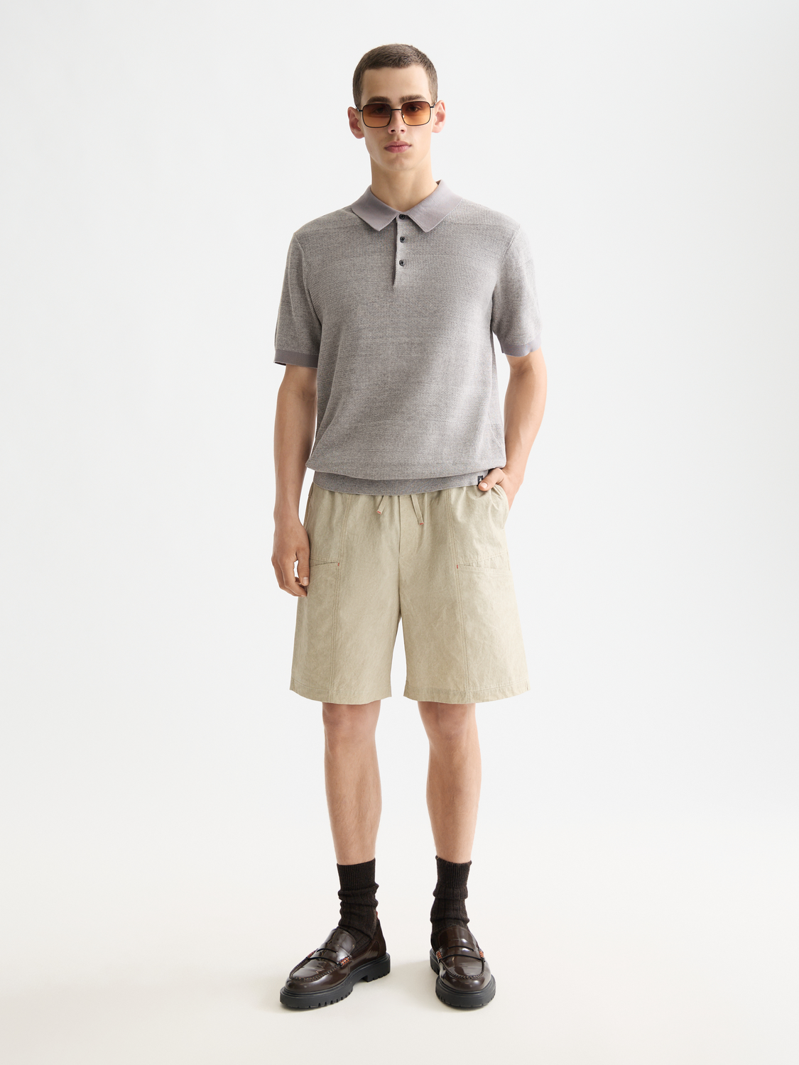 Knitted tonal striped polo - Scotch & Soda AU