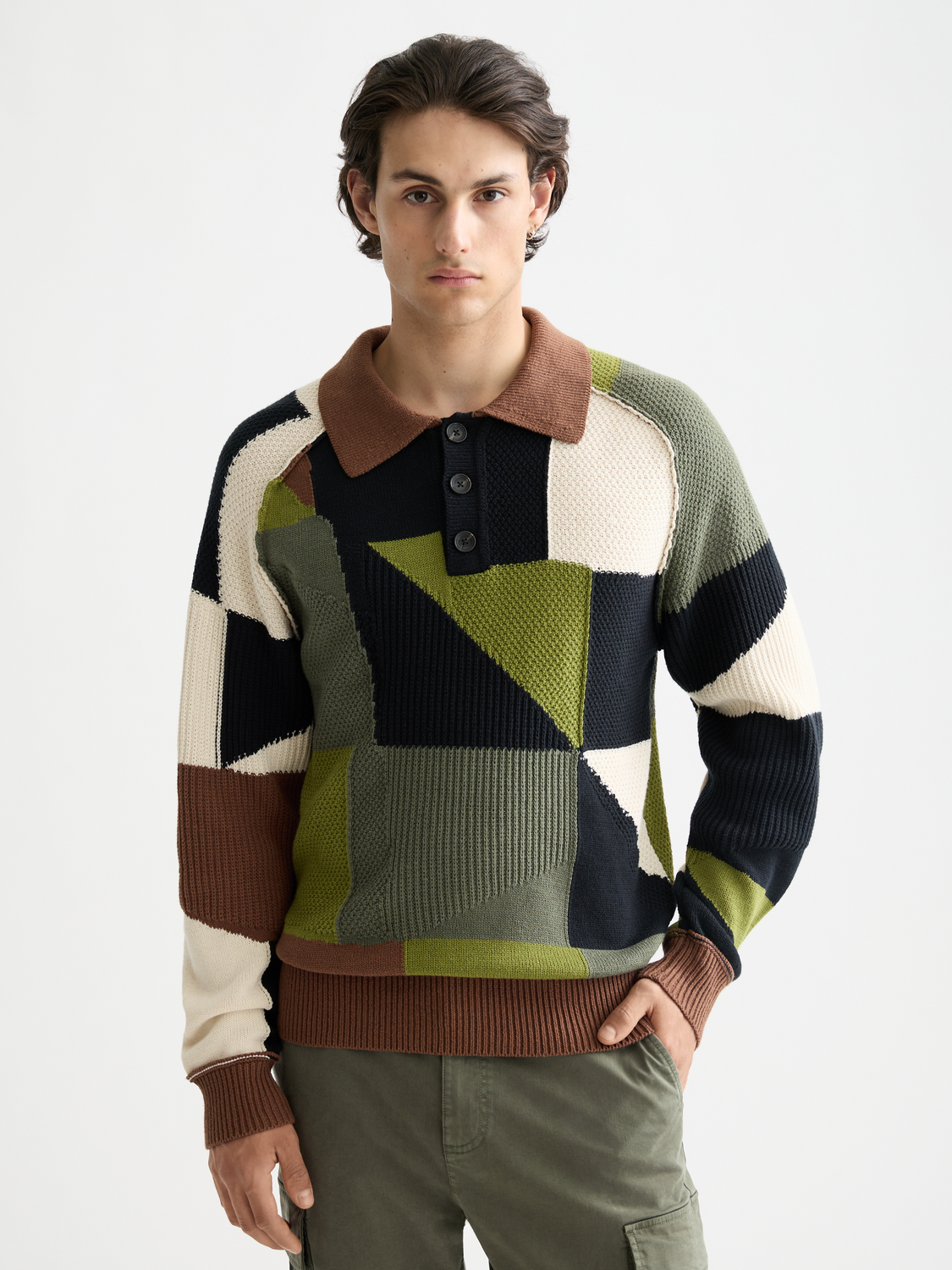 Patchwork long sleeved polo - Scotch & Soda AU
