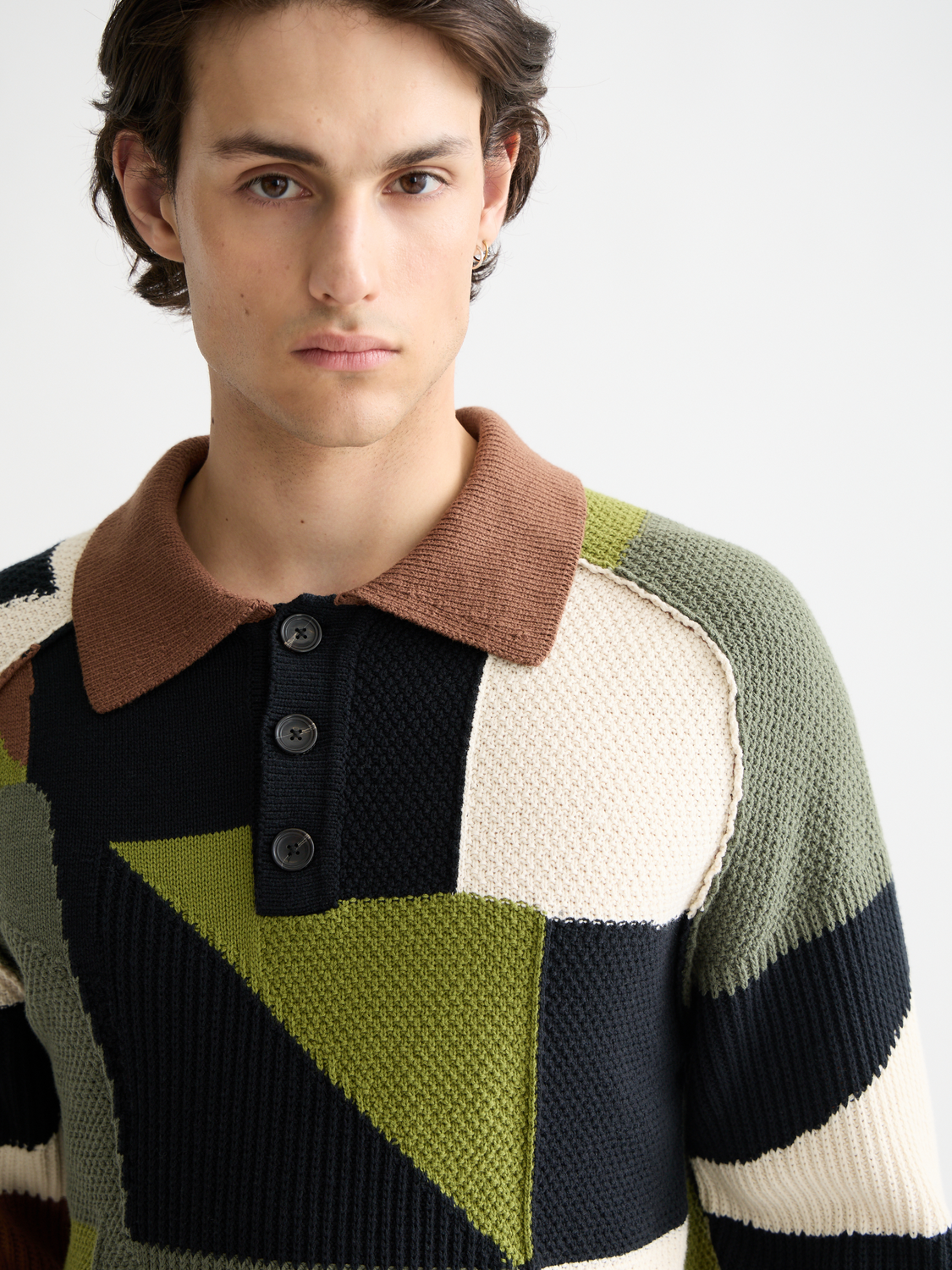 Patchwork long sleeved polo - Scotch & Soda AU