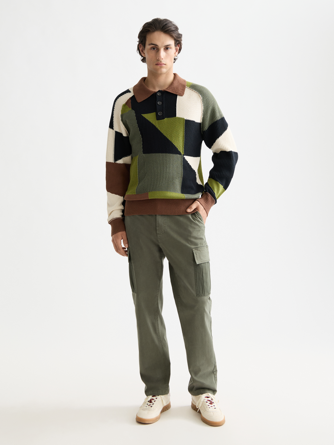 Patchwork long sleeved polo - Scotch & Soda AU