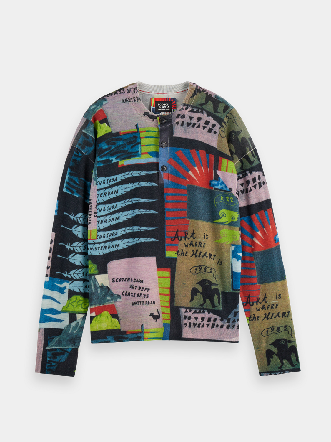 Printed henley shirt