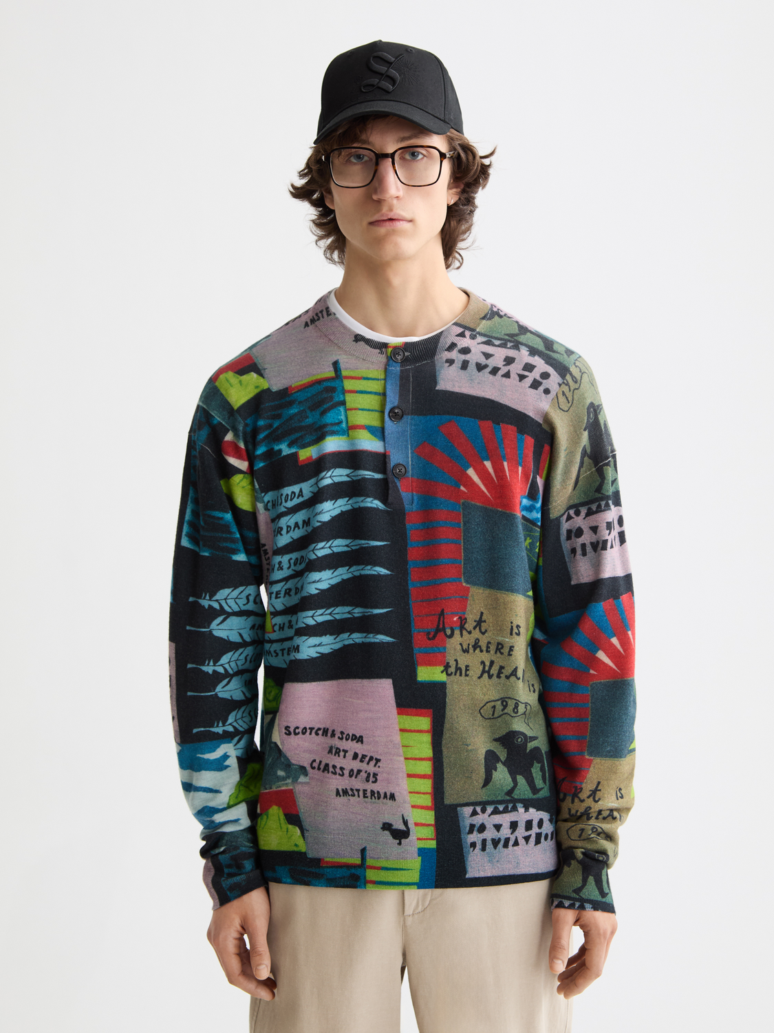 Printed henley shirt