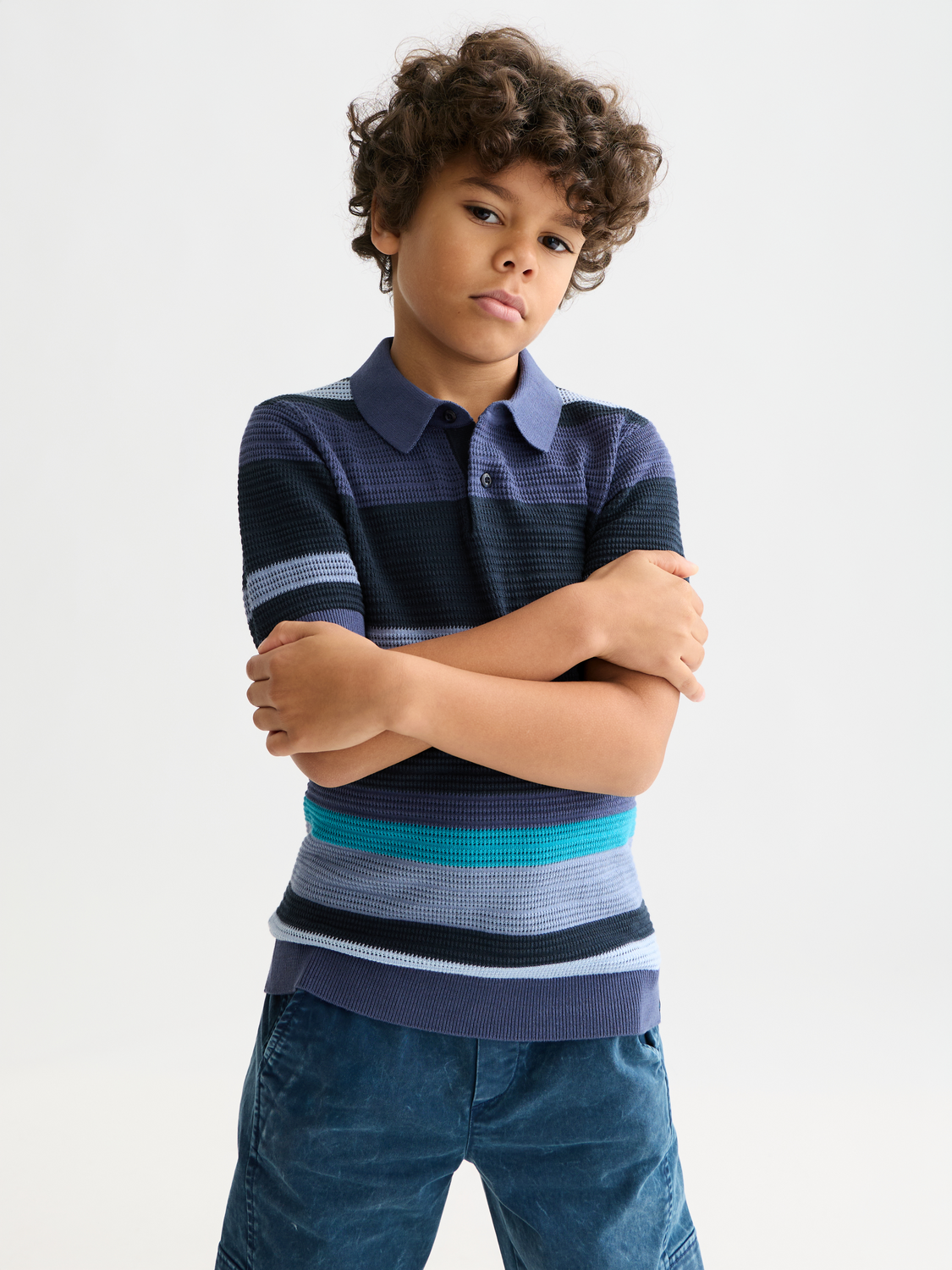 Kids - Striped knitted polo - Scotch & Soda AU