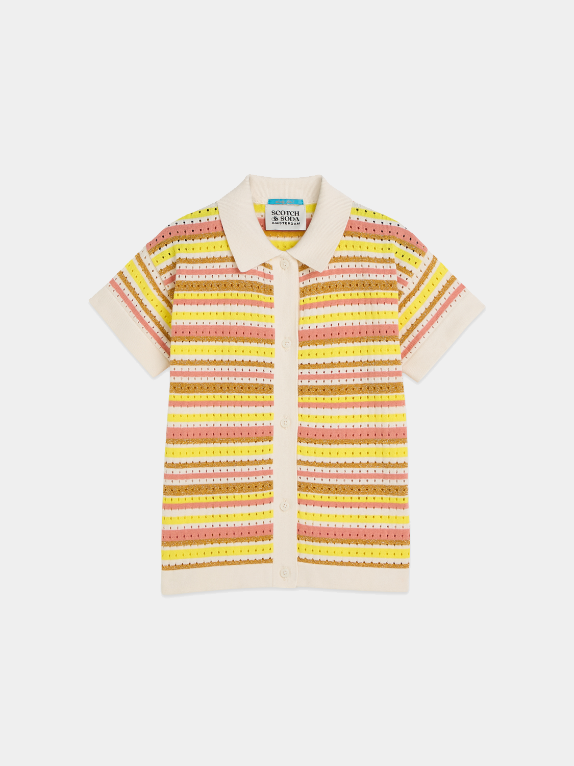 Kids - Lurex knitted short sleeved shirt - Scotch & Soda AU