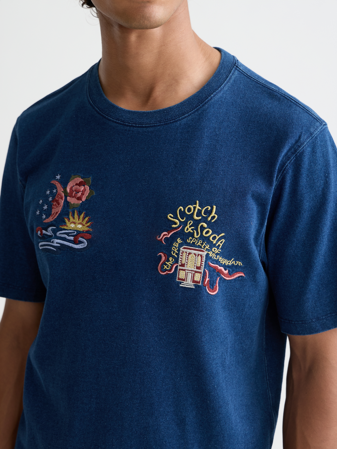 Embroidered indigo t-shirt - Scotch & Soda AU