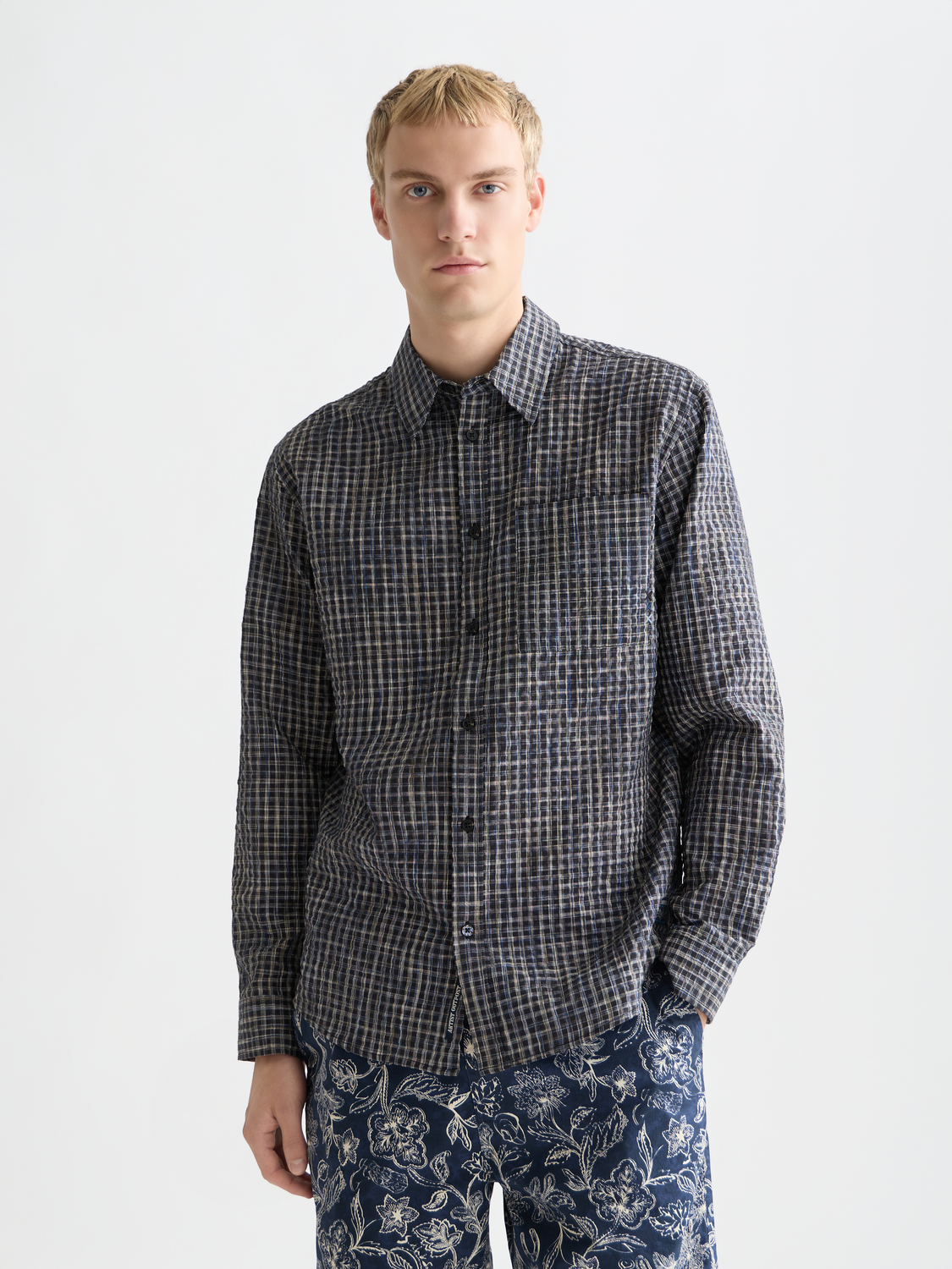 Seersucker micro-check shirt - Scotch & Soda AU