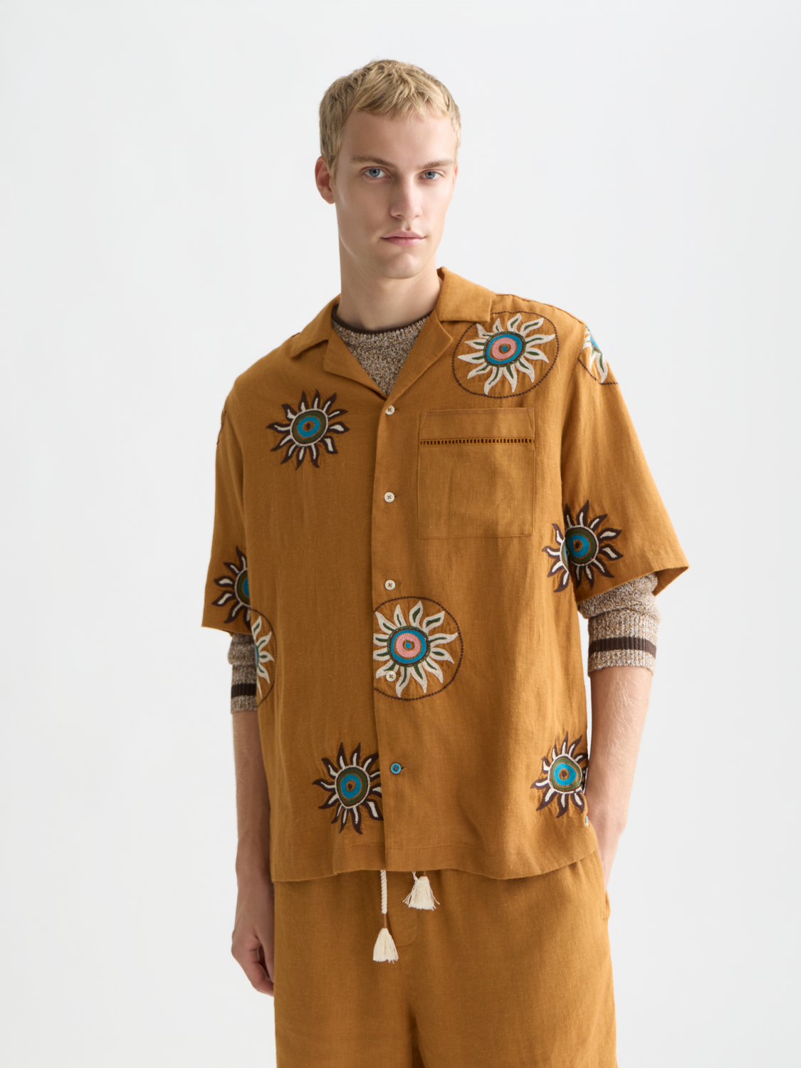 Embroidered linen short sleeved shirt - Scotch & Soda AU