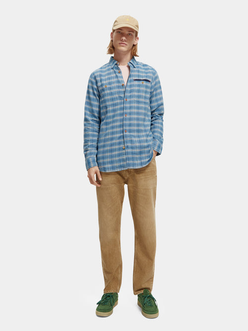 Regular fit bonded shirt with sleeve roll-up - Scotch & Soda AU