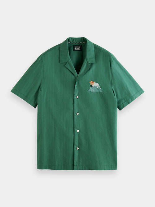 Short-sleeved embroidered camp shirt - Scotch & Soda AU
