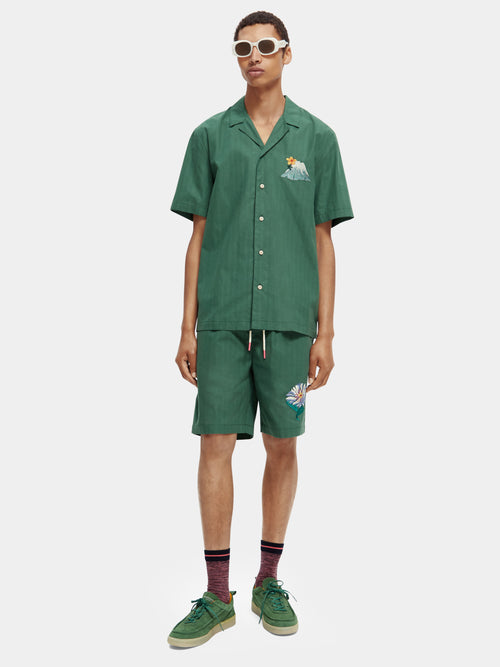 Short-sleeved embroidered camp shirt - Scotch & Soda AU