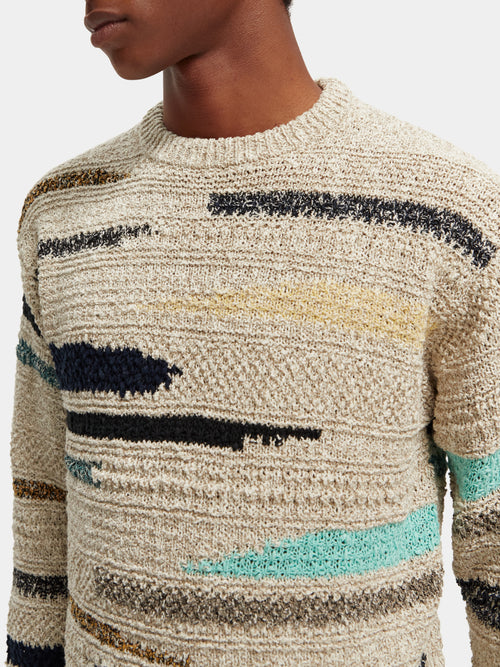 Melange jacquard striped crewneck sweater - Scotch & Soda AU