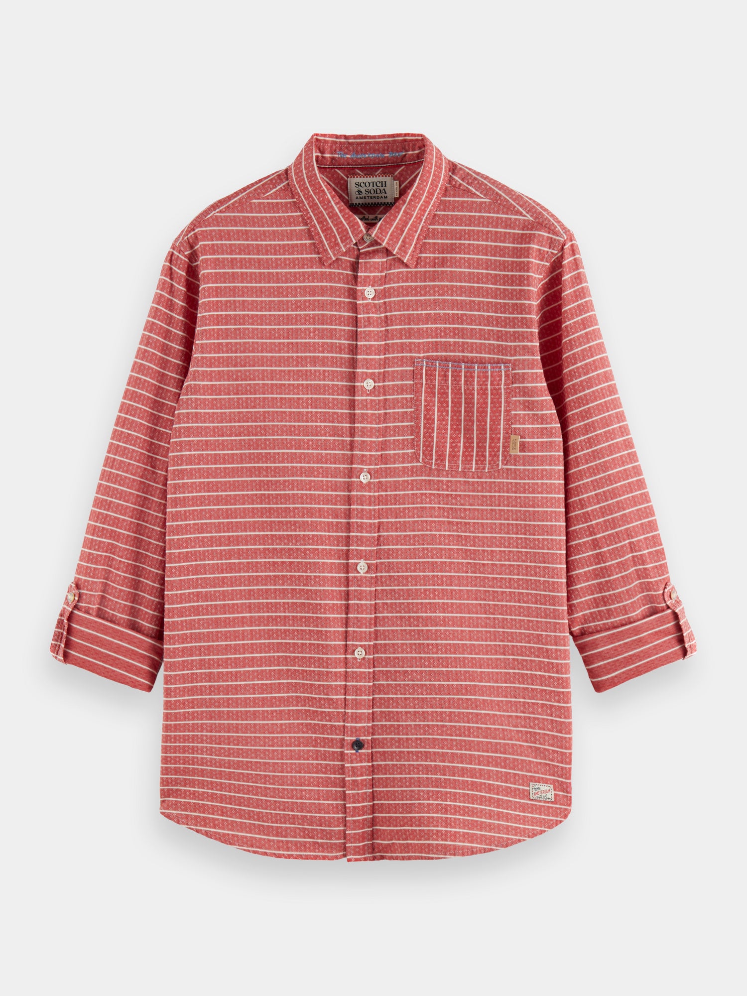 Regular-fit striped sleeve-adjustment shirt - Scotch & Soda AU