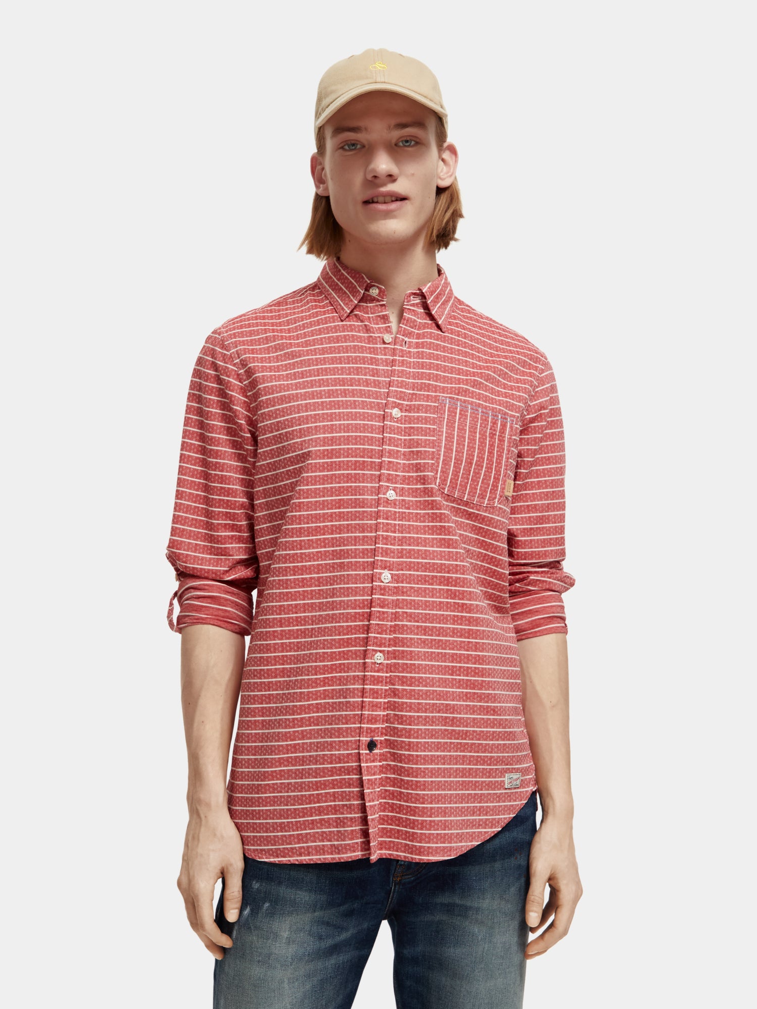 Regular-fit striped sleeve-adjustment shirt - Scotch & Soda AU