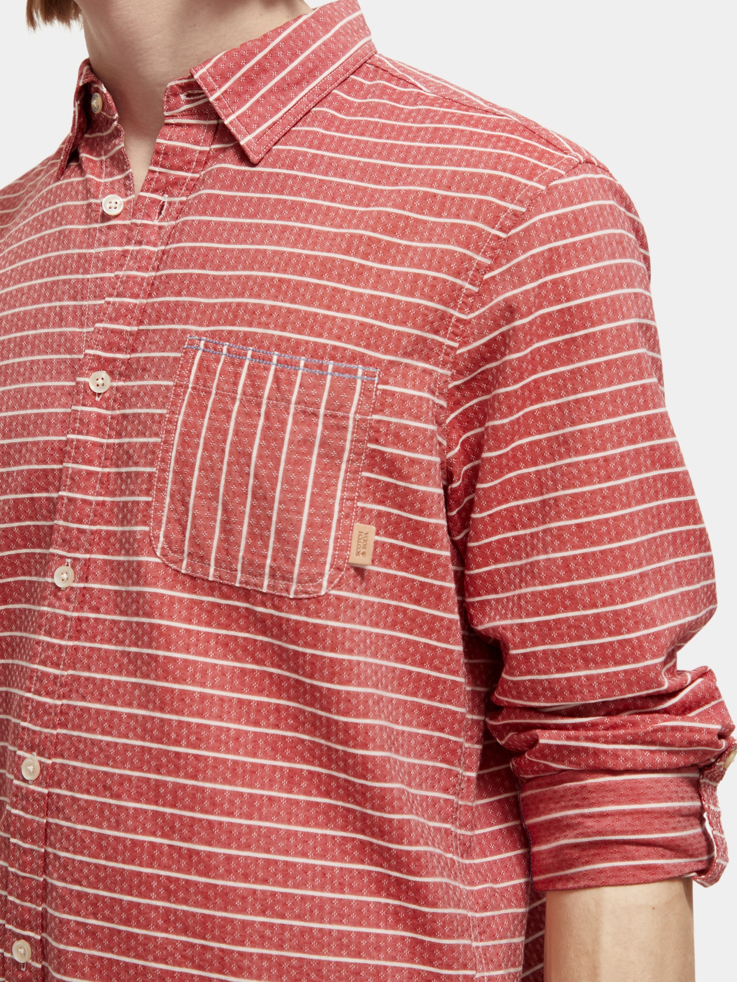 Regular-fit striped sleeve-adjustment shirt - Scotch & Soda AU