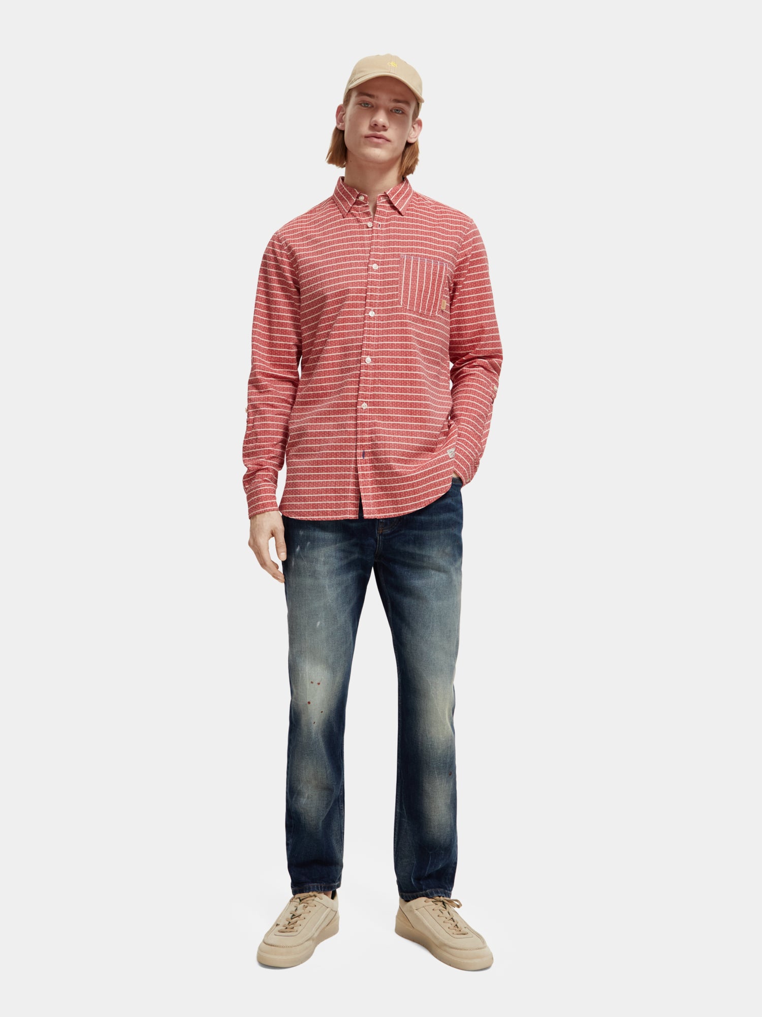 Regular-fit striped sleeve-adjustment shirt - Scotch & Soda AU