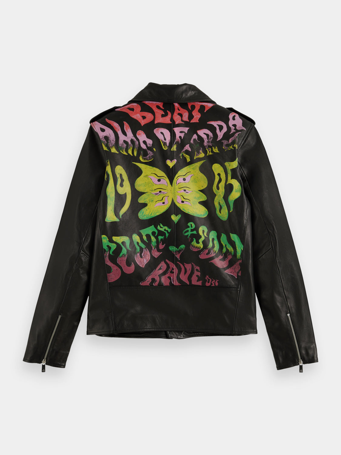 Placement print leather biker jacket - Scotch & Soda AU