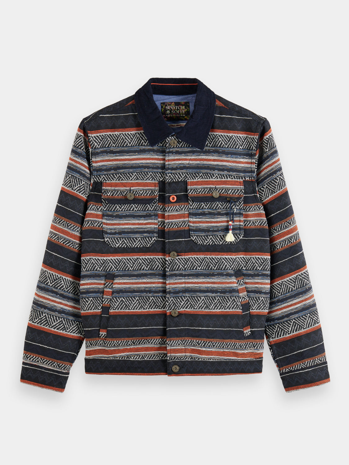 Cotton blend jacquard trucker jacket - Scotch & Soda AU