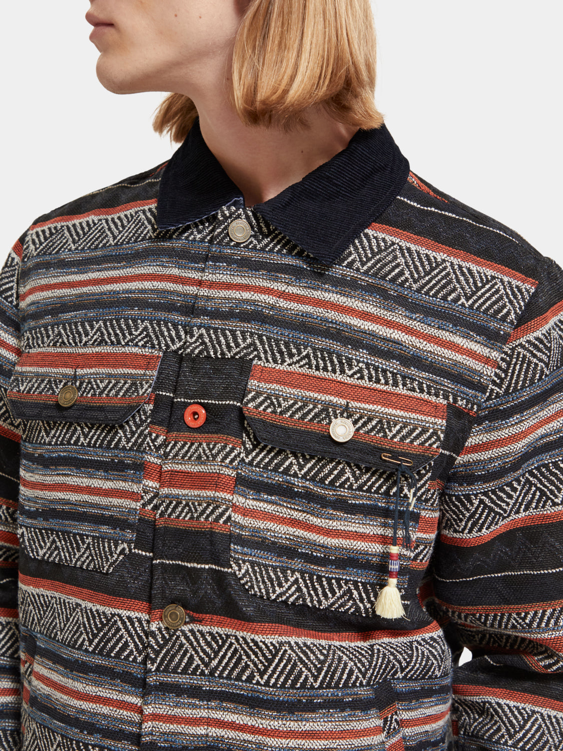 Cotton blend jacquard trucker jacket - Scotch & Soda AU