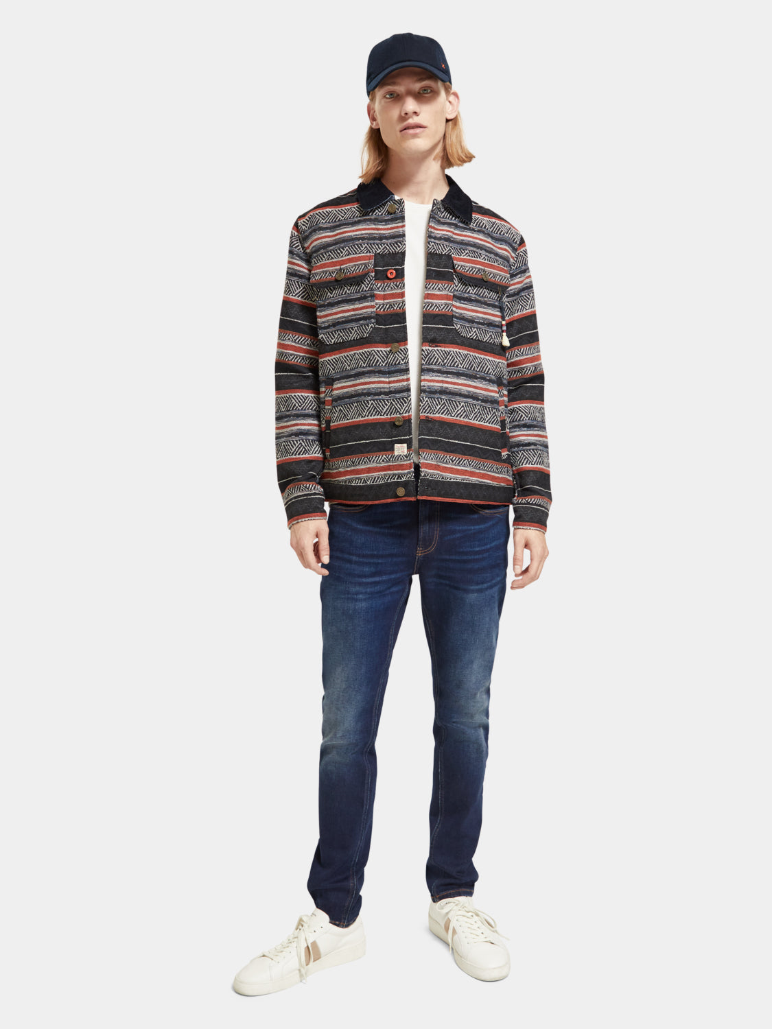 Cotton blend jacquard trucker jacket - Scotch & Soda AU