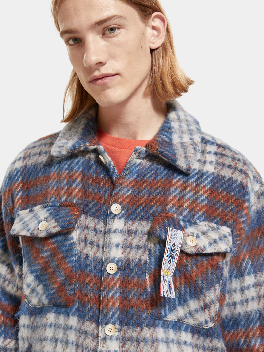 Brushed wool blend check overshirt - Scotch & Soda AU