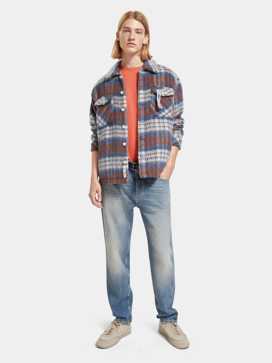 Brushed wool blend check overshirt - Scotch & Soda AU