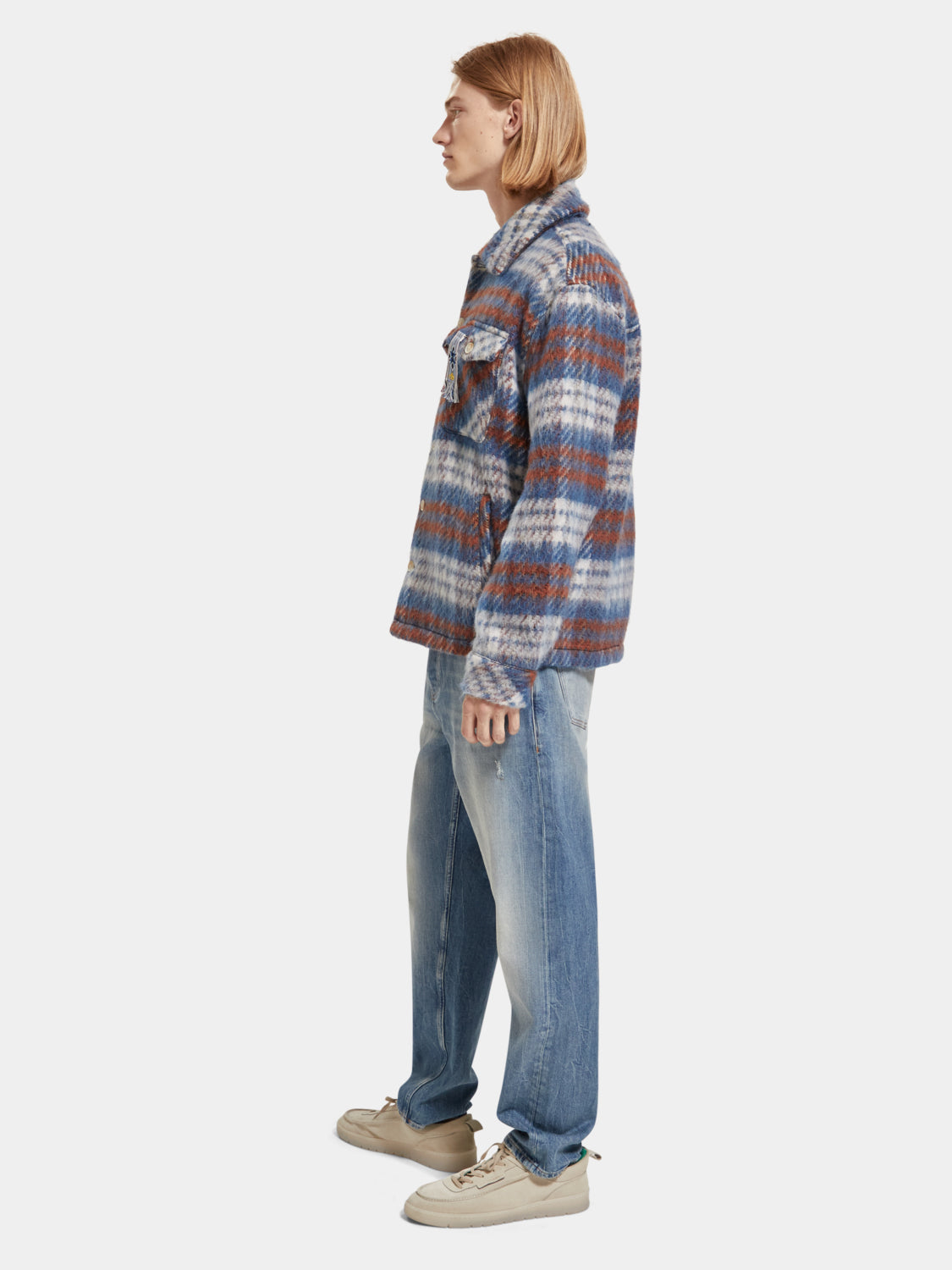 Brushed wool blend check overshirt - Scotch & Soda AU
