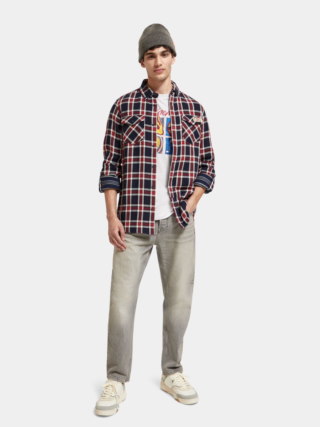 Double-faced twill check shirt - Scotch & Soda AU