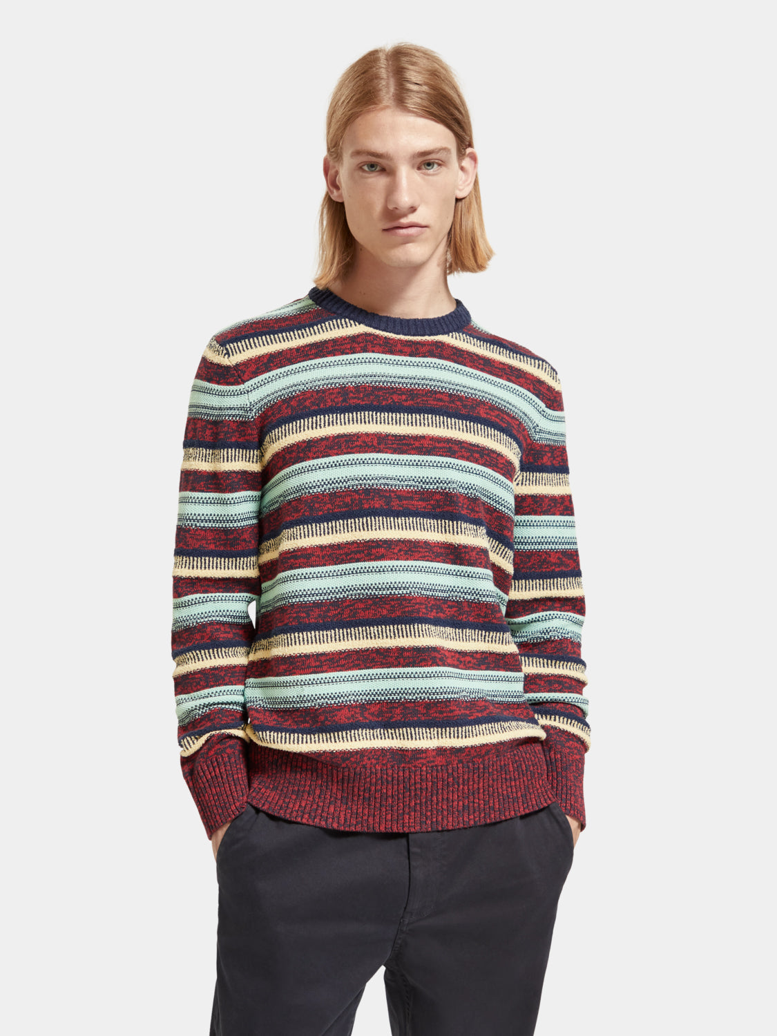 Regular-fit mixed yarn striped pullover - Scotch & Soda AU