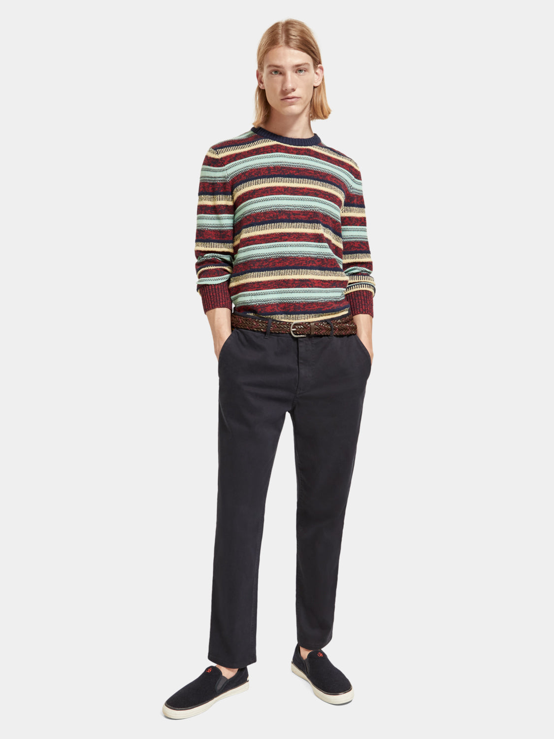 Regular-fit mixed yarn striped pullover - Scotch & Soda AU