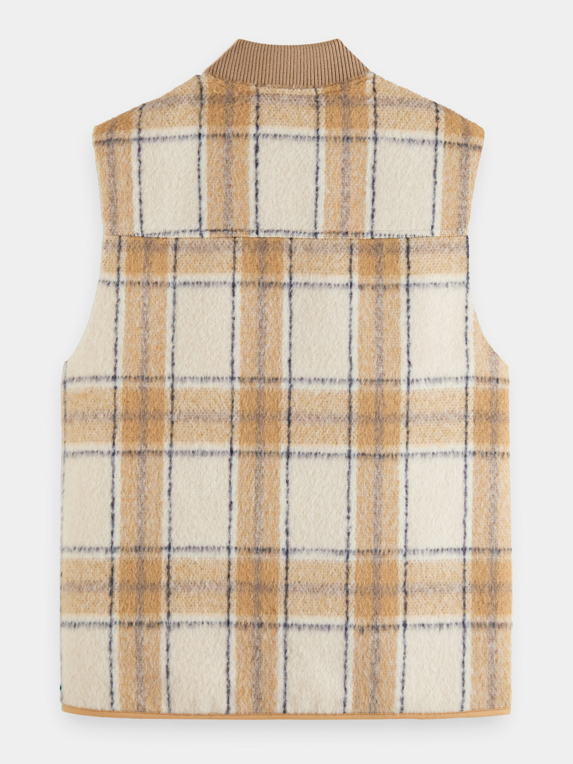 Wool blend zip-thru check gilet - Scotch & Soda AU