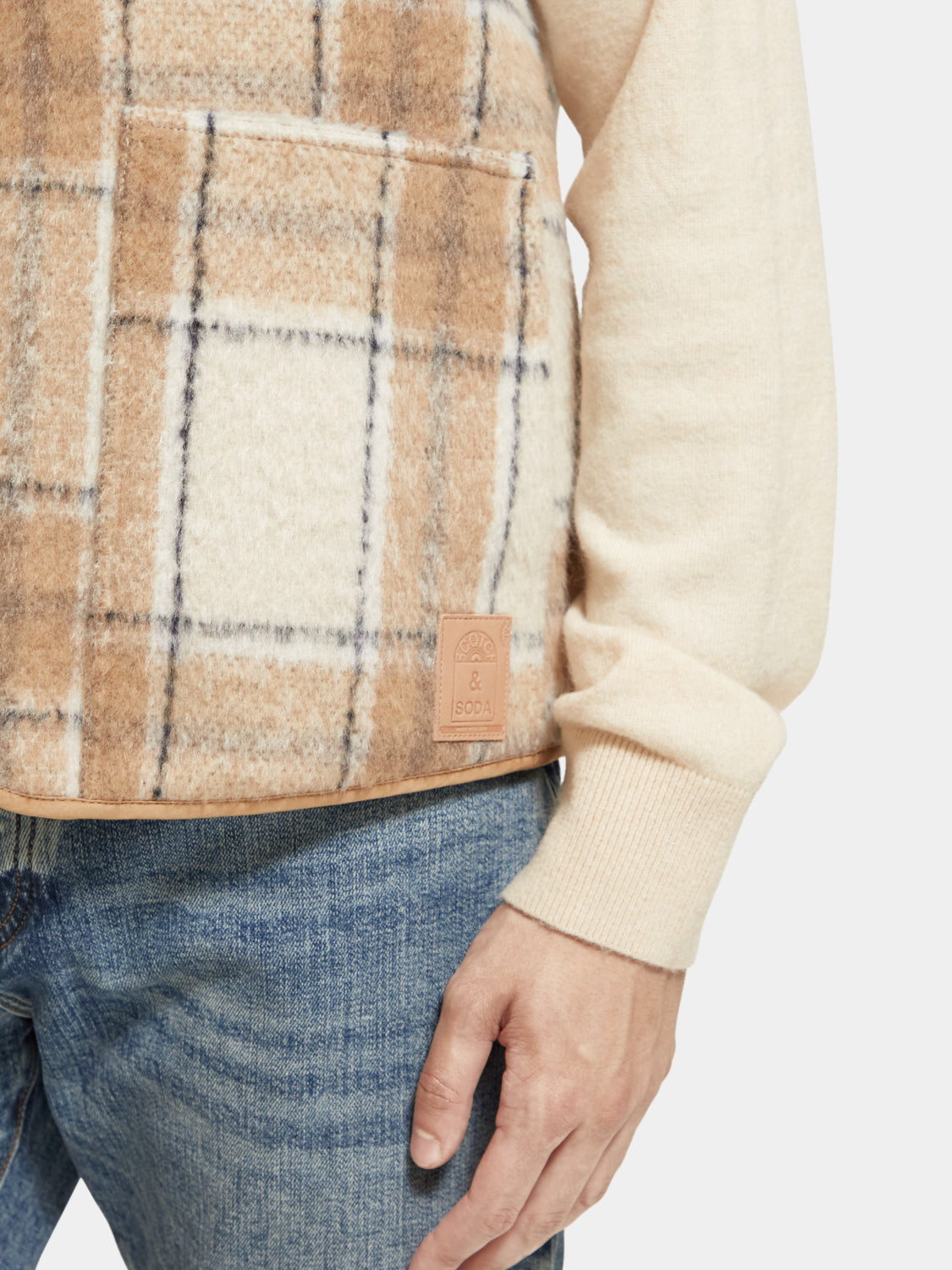 Wool blend zip-thru check gilet - Scotch & Soda AU