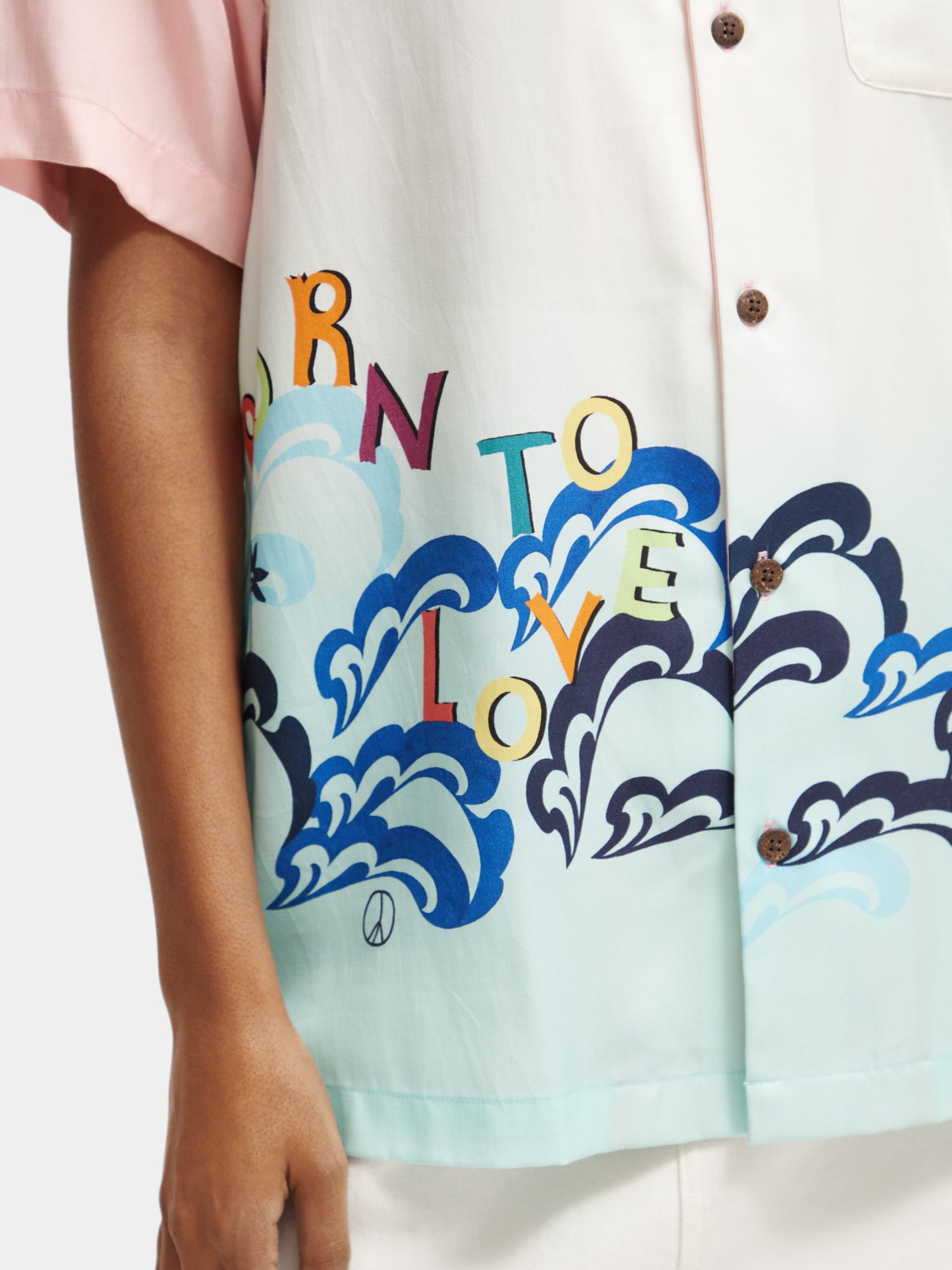 Unisex printed Born to Love camp shirt - Scotch & Soda AU
