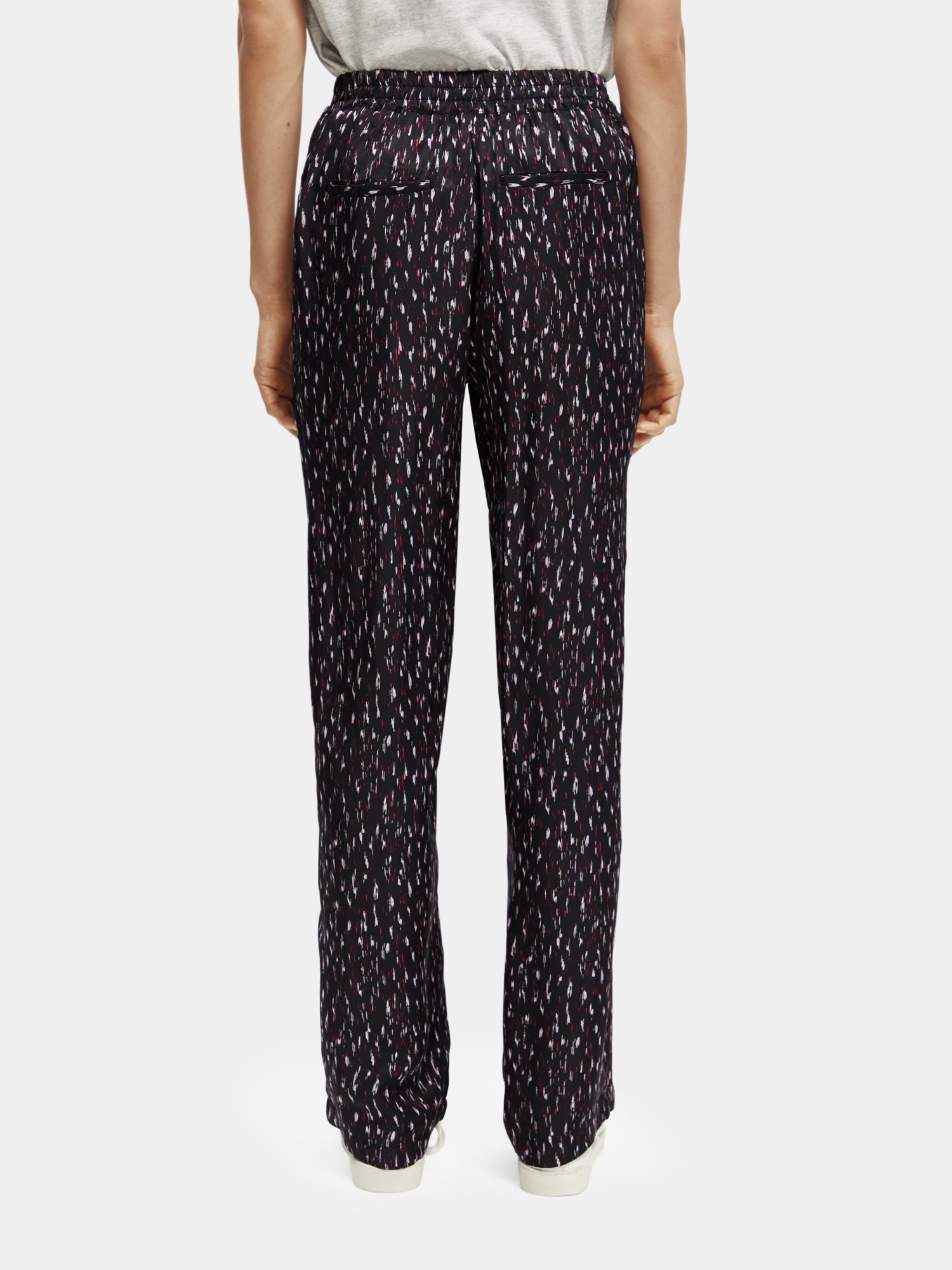 Gia mid-rise wide-leg printed elasticated trousers - Scotch & Soda AU