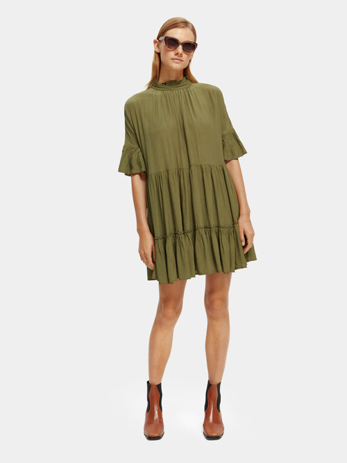 Ruffle-sleeved tiered mini dress - Scotch & Soda AU
