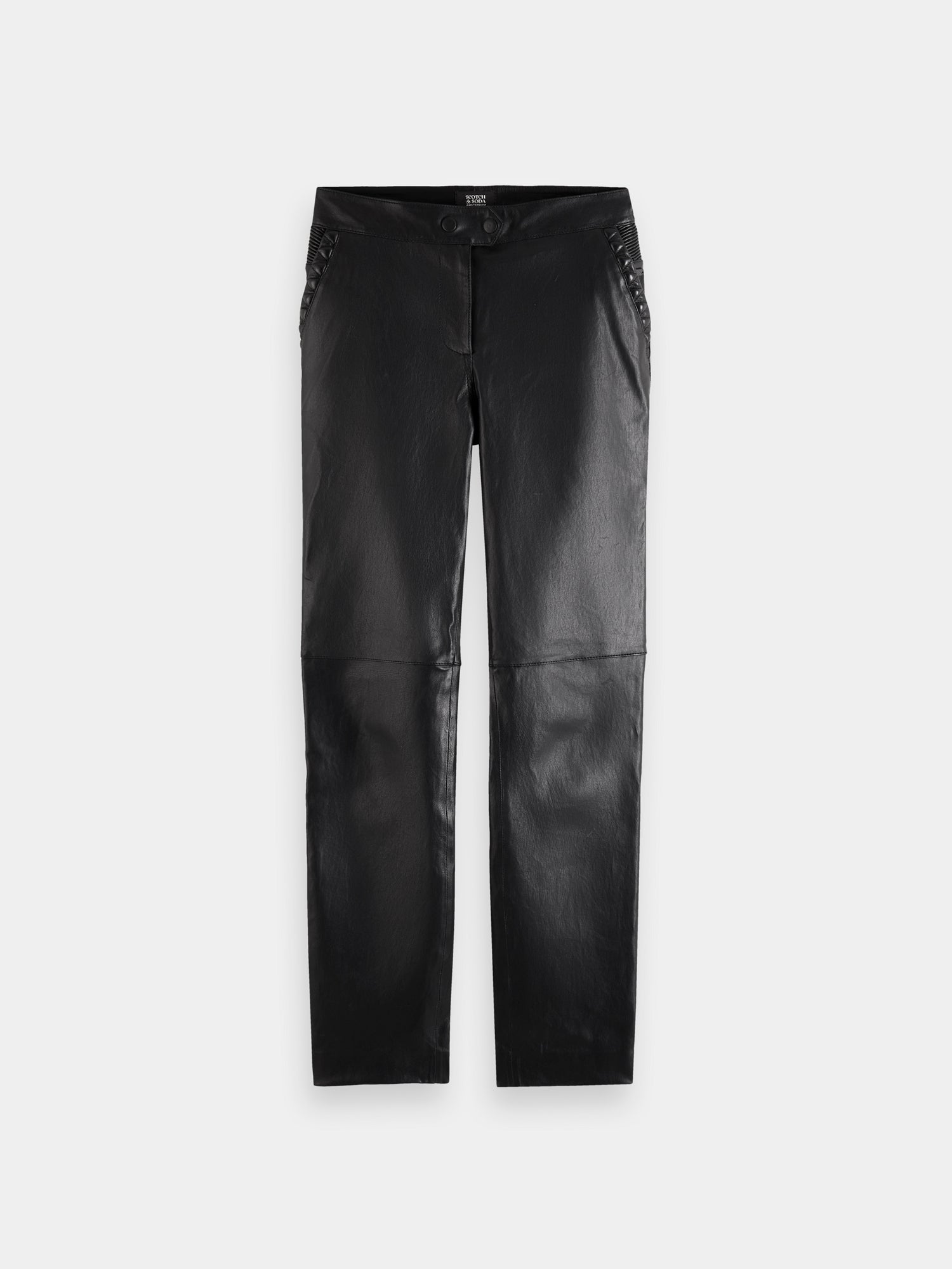 Leather slim fit biker pants