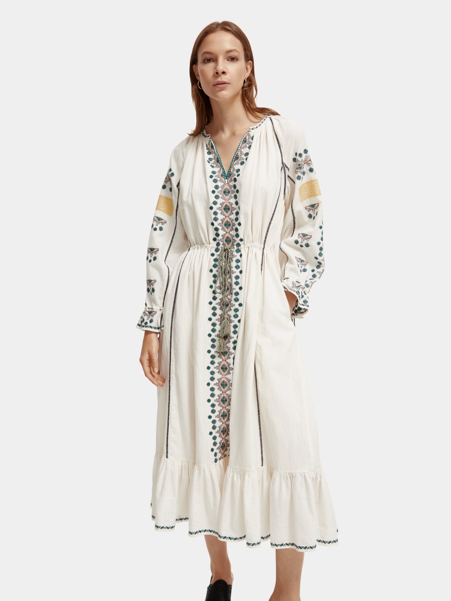 Embroidered v-neck maxi dress - Scotch & Soda AU
