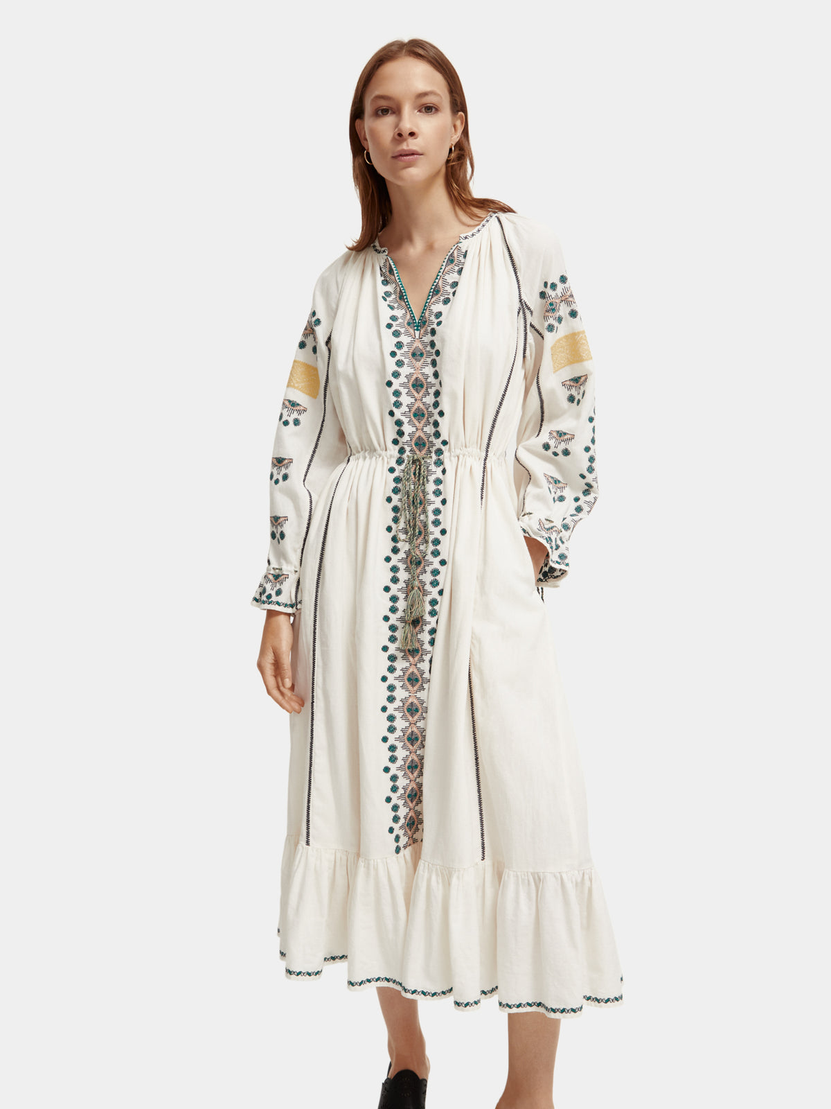 Embroidered v-neck maxi dress - Scotch & Soda AU