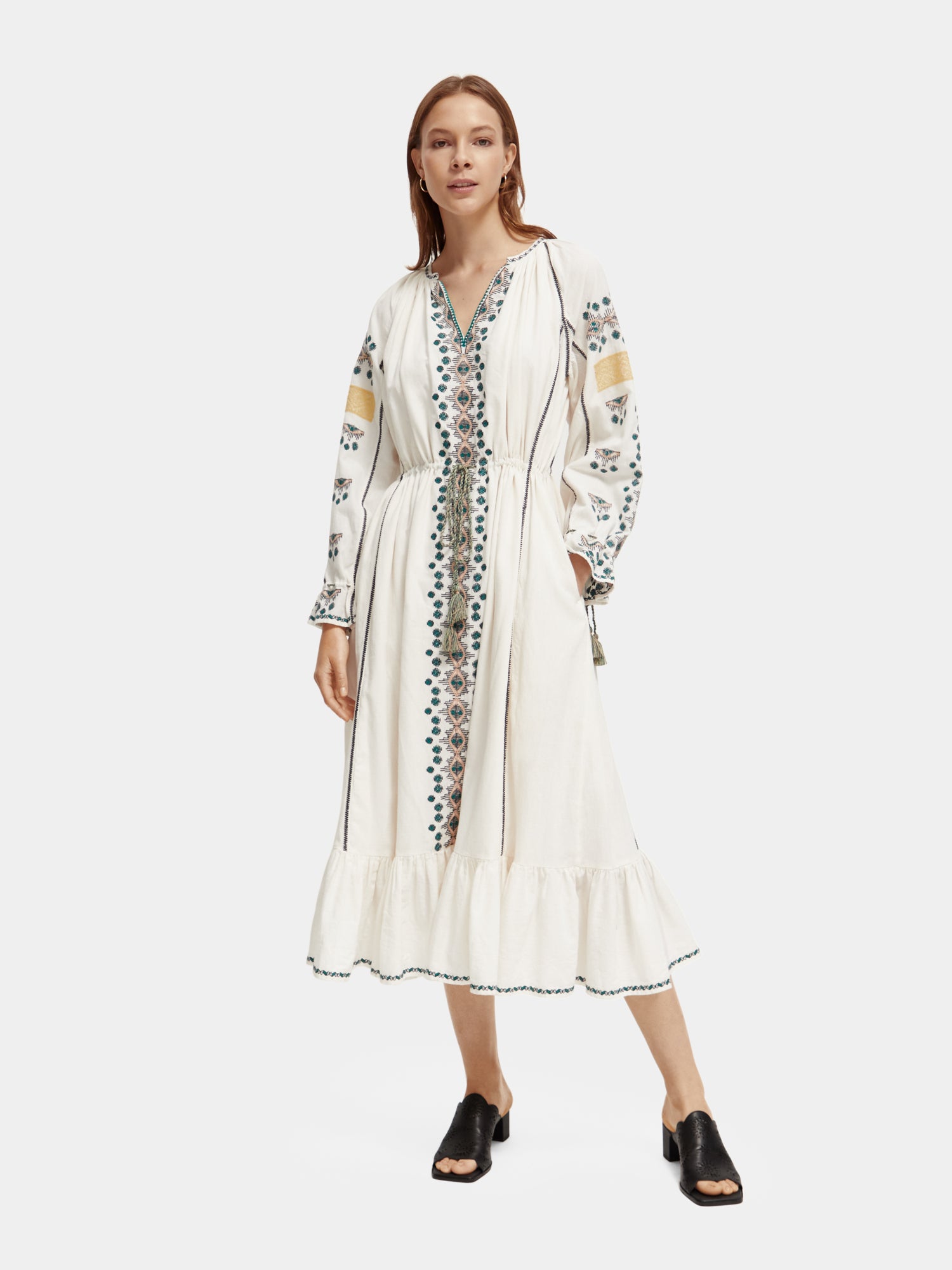 Embroidered v-neck maxi dress - Scotch & Soda AU