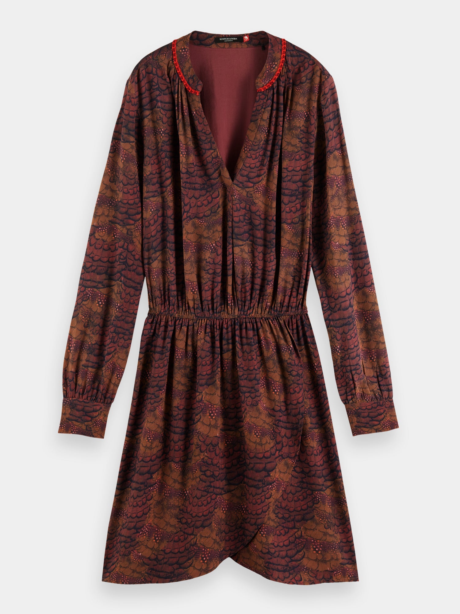 Long sleeved v-neck mini dress - Scotch & Soda AU