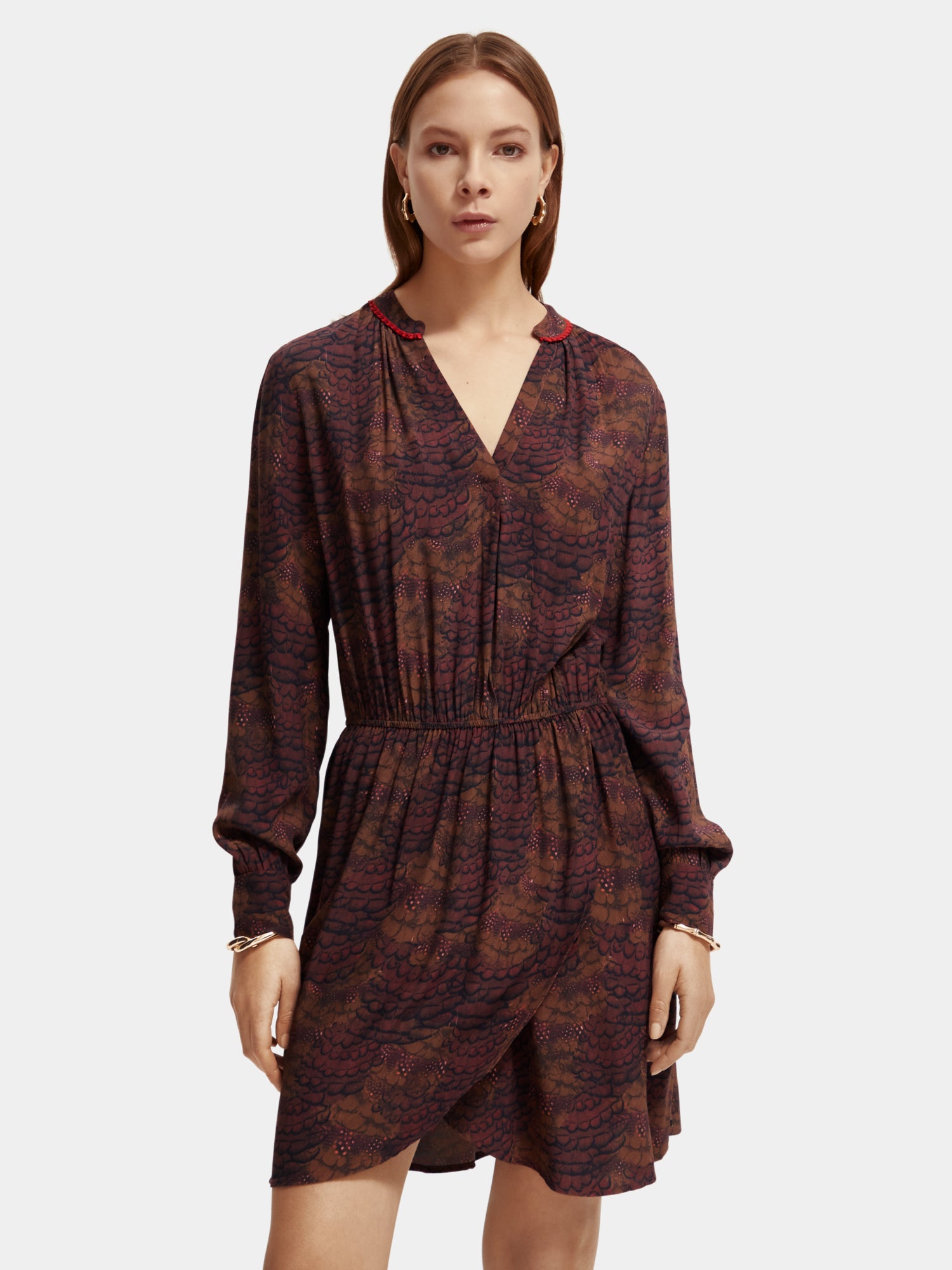 Long sleeved v-neck mini dress - Scotch & Soda AU