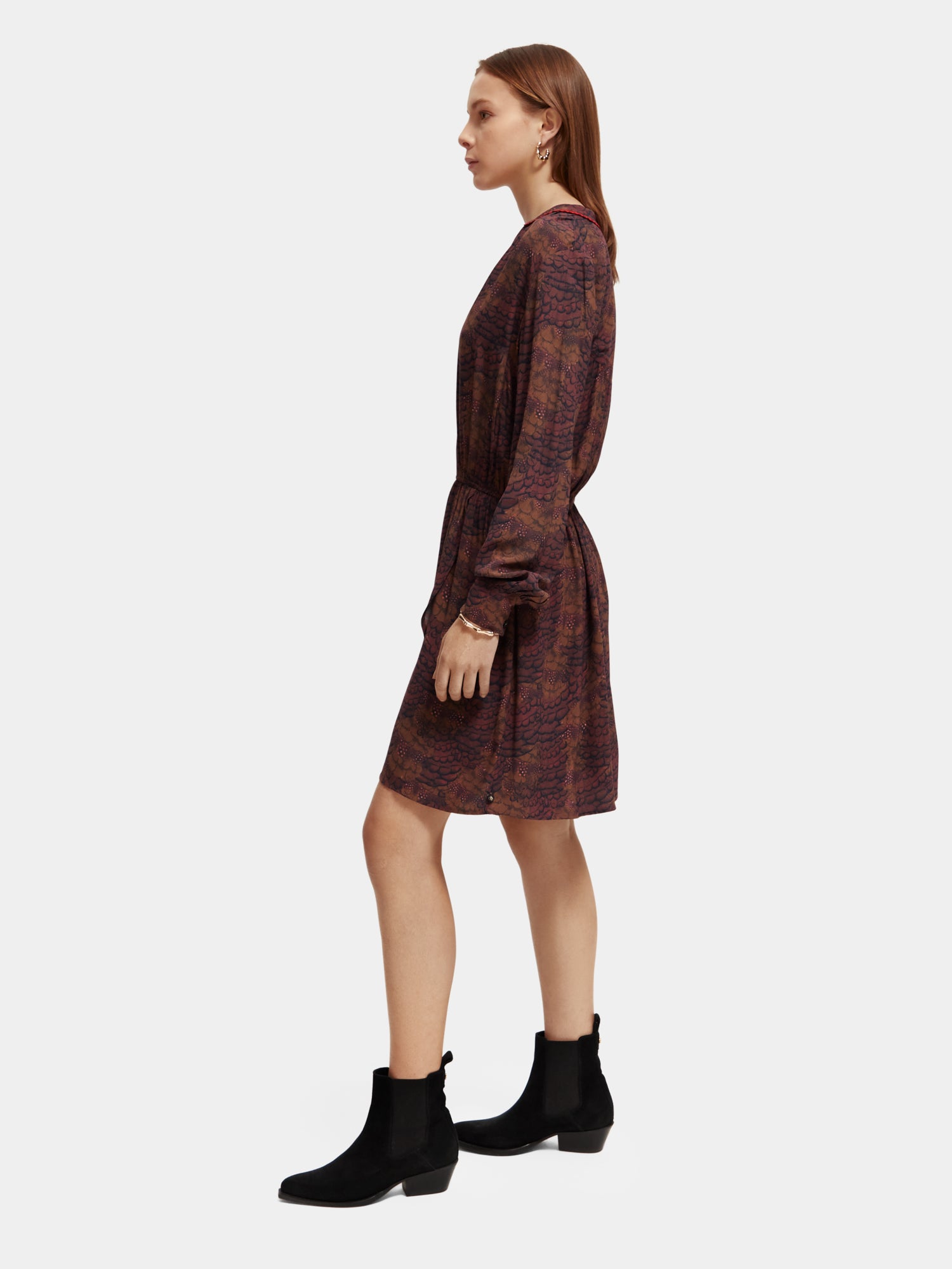 Long sleeved v-neck mini dress - Scotch & Soda AU