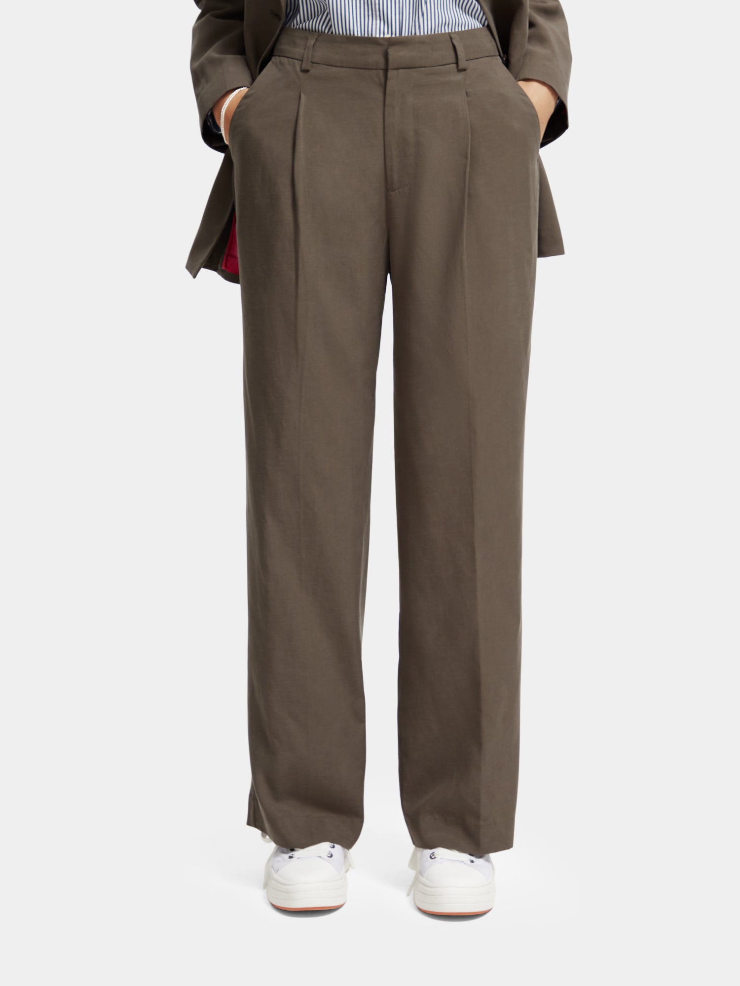 Pleated mid-rise wide-leg pants - Scotch & Soda AU