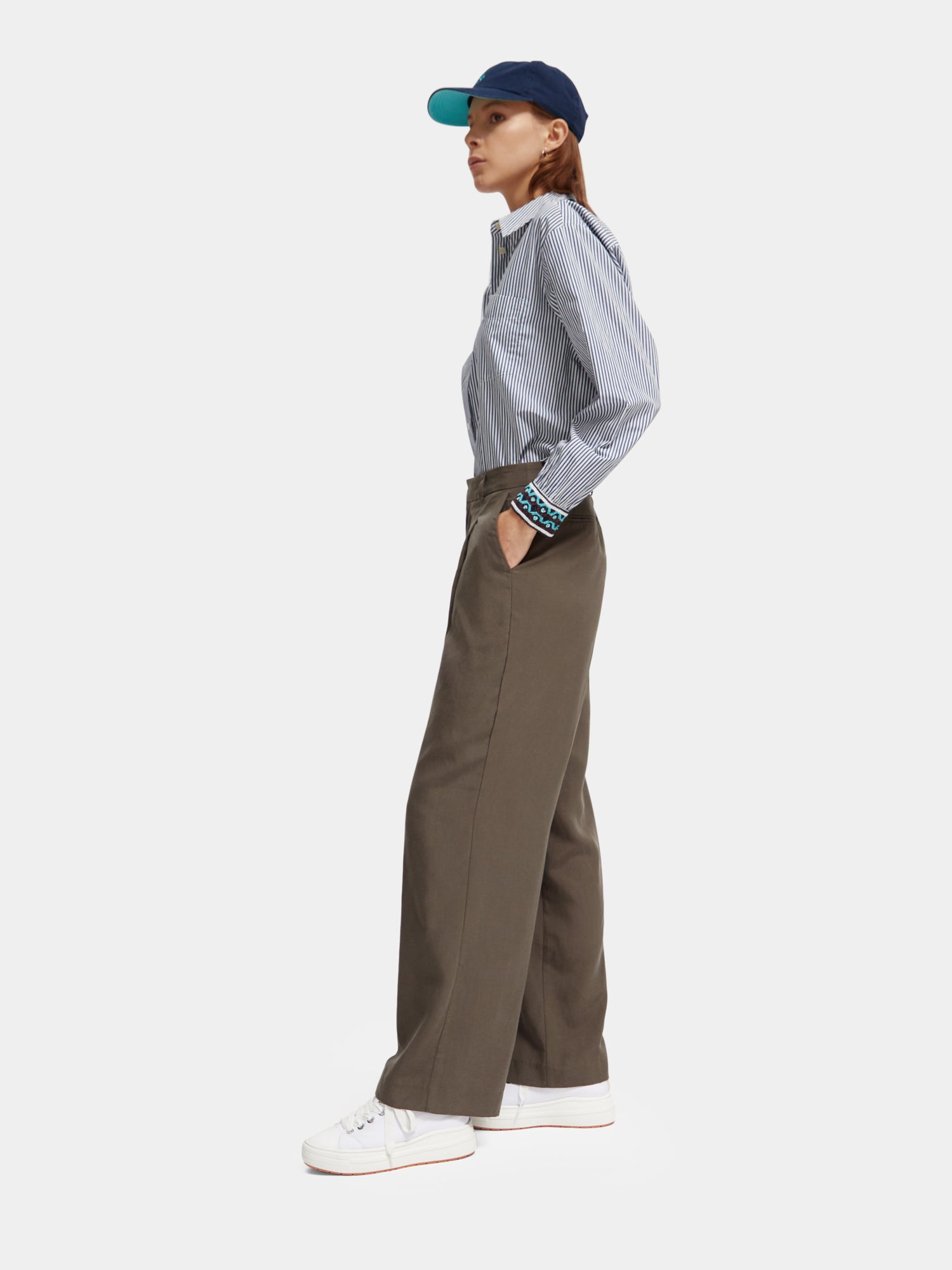 Pleated mid-rise wide-leg pants - Scotch & Soda AU