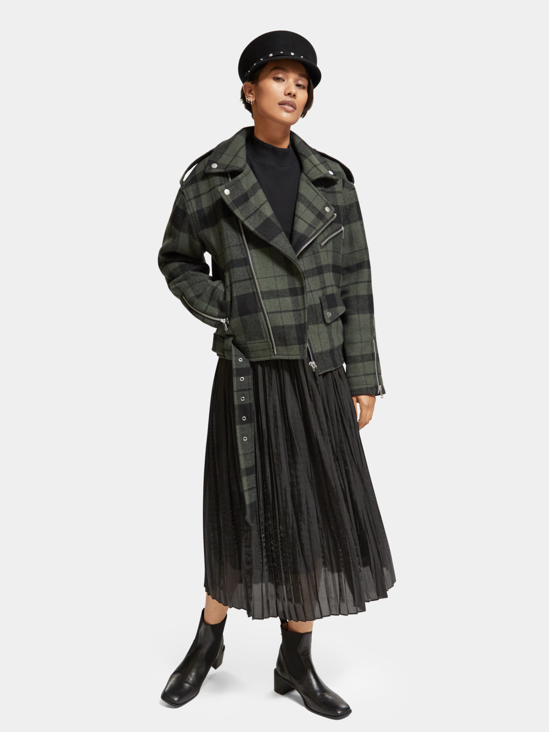 Green check biker jacket - Scotch & Soda AU