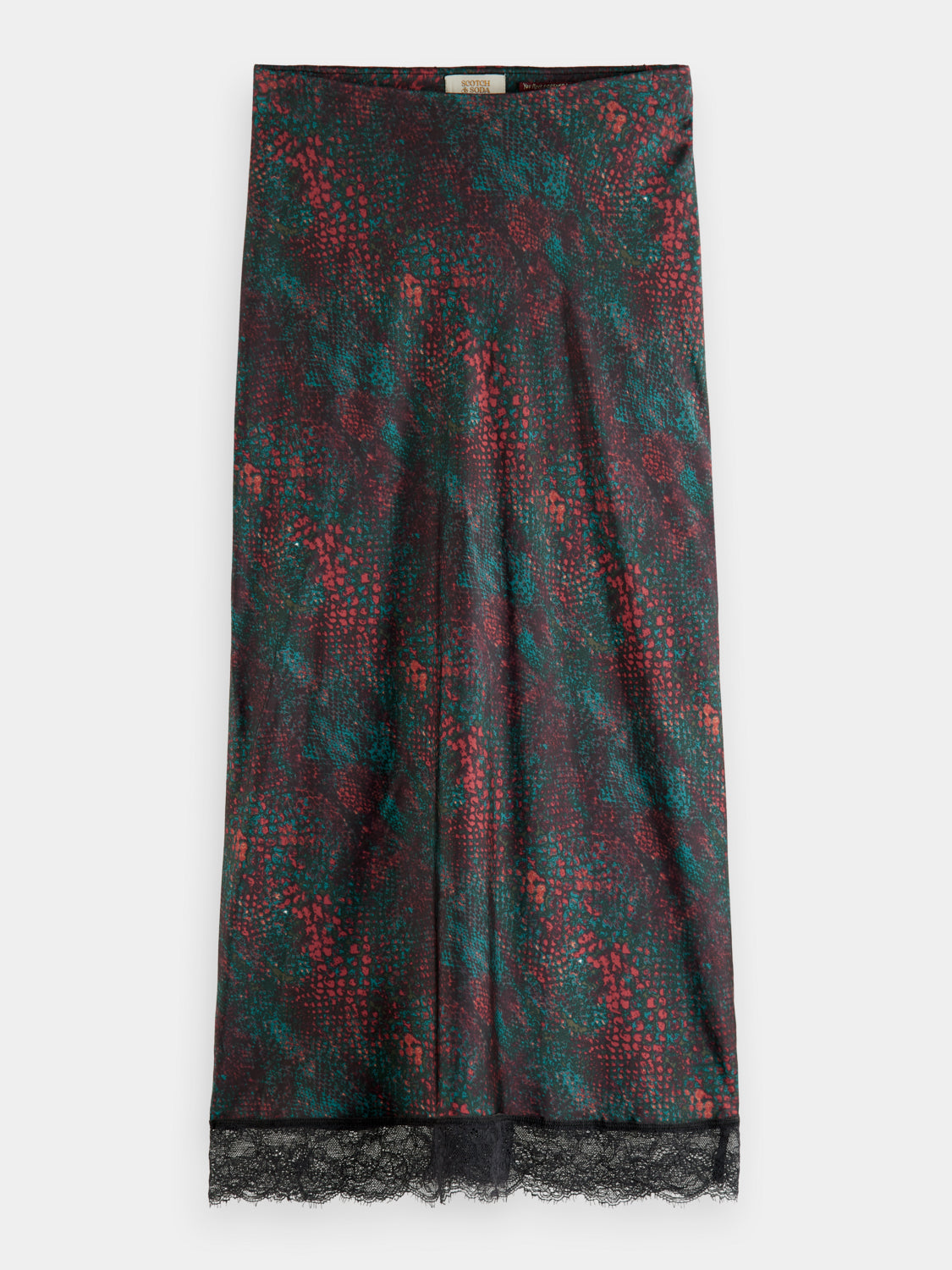 Satin midi skirt with lace detail - Scotch & Soda AU