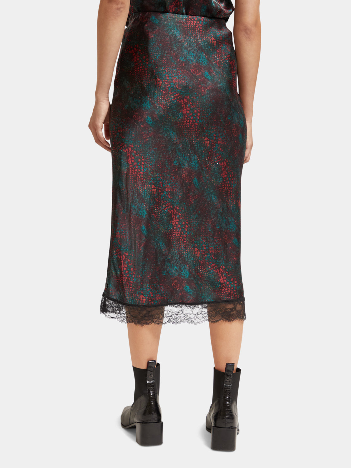 Satin midi skirt with lace detail - Scotch & Soda AU