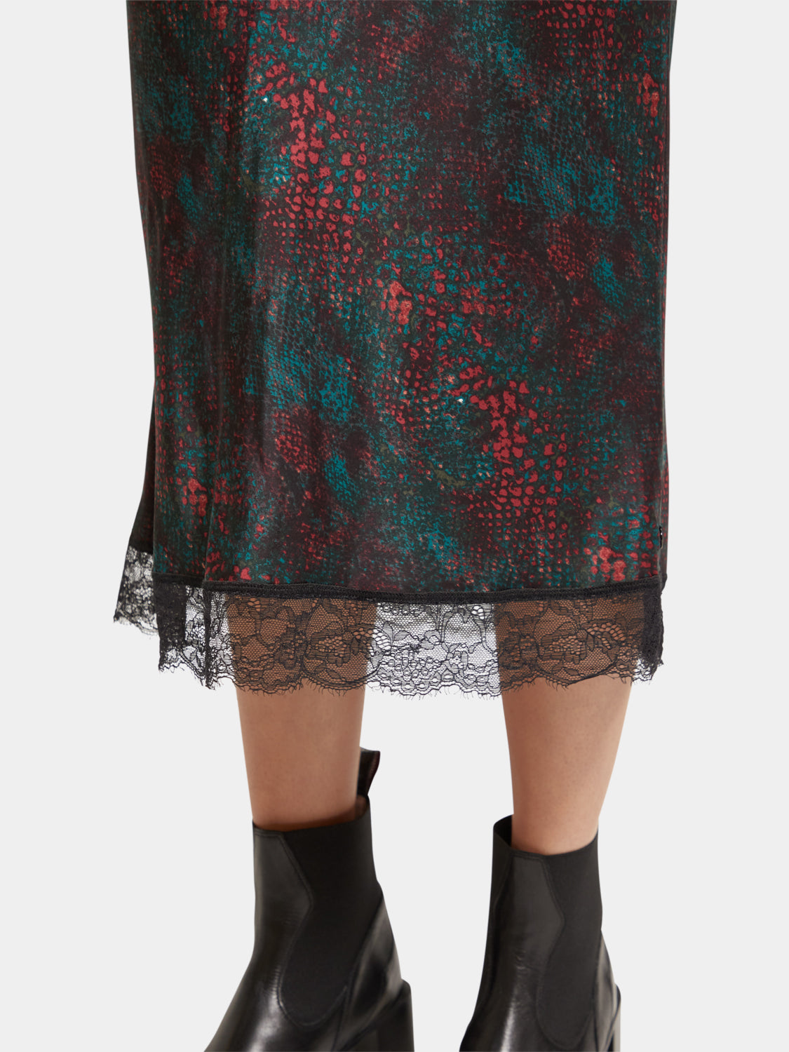 Satin midi skirt with lace detail - Scotch & Soda AU