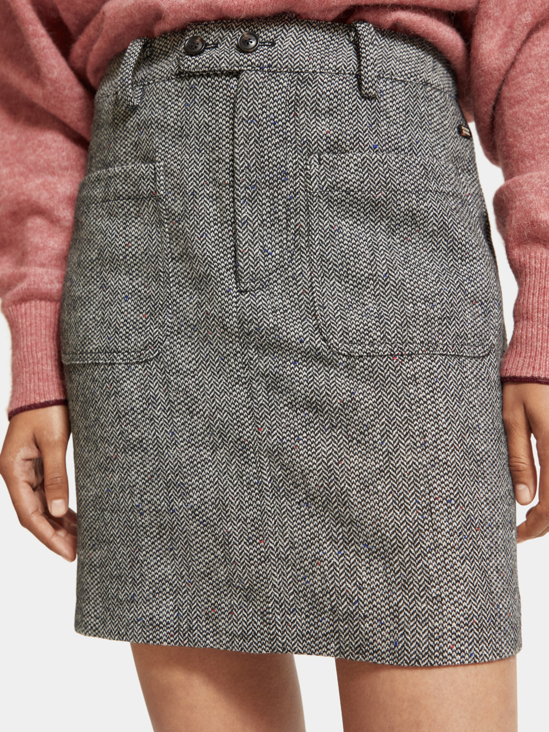 Herringbone high-rise mini skirt - Scotch & Soda AU
